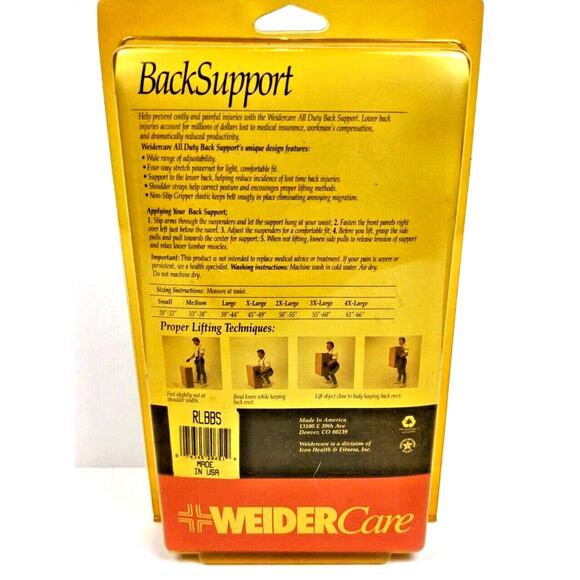 Weider Care All Duty Back Support Black Size S Made in USA 28"-32" Waist Belt - Picture 3 of 7